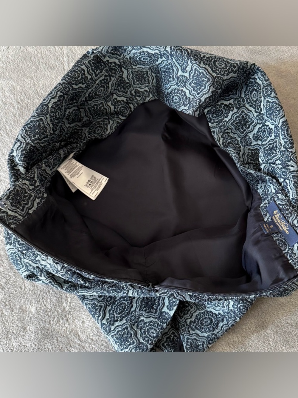 Brooks Brothers Blue Geometric-Print Pencil Skirt - Picture 5 of 7
